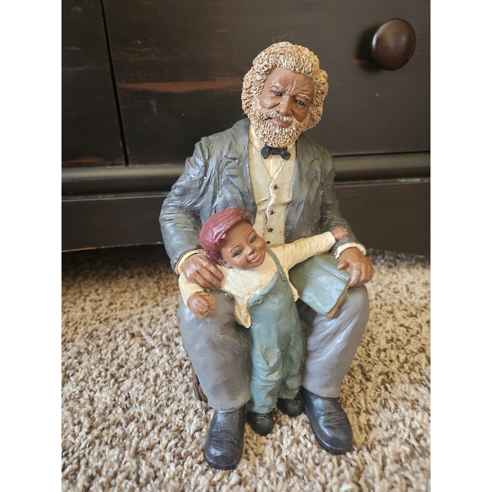 Sculpture Signed Rare 1991 Miss Martha Original Frederick Douglass & Grandson‎